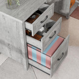 Farmhouse 61'' Executive Desk with 5 Drawers, Rustic Office Desk Computer Desk with Charging Station, File Drawers and Storage Cabinet, Wood Workstation for Home Office and Study,Grey. Vabches