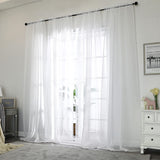 Chyhomenyc White Sheer Curtains 108 Inch Length 2 Panels Set, Extra Long Light Filtering Solid Voile Window Drapes for Living Room Party Ceremony, 42Wx108L, 9FT Length, Set of 2, White Chyhomenyc