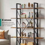 YITAHOME 5 Tier Bookcase, Artsy Modern Bookshelf, Book Rack, Storage Rack Shelves in Living Room/Home/Office, Books Holder Organizer for Books/Movies - Rustic Brown YITAHOME