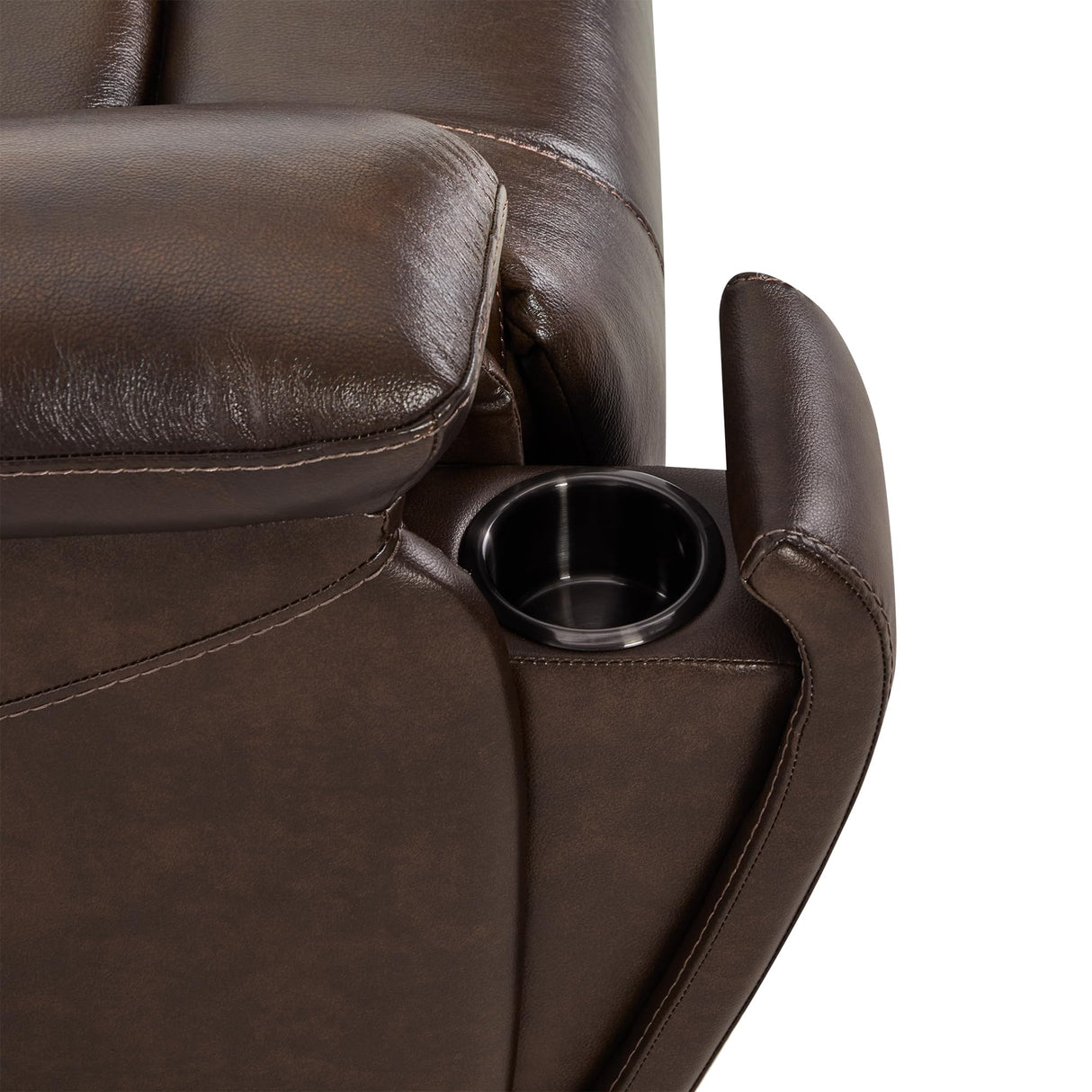 Watson & Whitely Genuine Leather Power Recliner Chair for Adults, Wall Hugger Recliner with Power Headrest, Cup Holders & Charging Ports, Electric Reclining Chairs for Living Room, RV, Dark Brown Watson & Whitely
