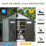 Domi 8x10FT Outdoor Resin Storage Shed with Transparent Windows & Louvered Vents, Plastic Tool Shed with Double Lockable Doors & Gable Roof, Outside Garden Shed for Backyard, Patio, Lawn, Grey domi outdoor living