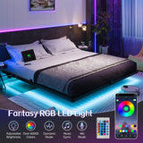 Liians King Size Floating Bed Frame with Smart LED Lights and USB Charging Station, Modern Sturdy Metal Platform, Noise Free, No Box Spring Needed Easy Assembly Liians