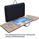 Becko US Puzzle Board with Trays & Cover Portable Jigsaw Puzzle Case Puzzle Storage Puzzle Saver, Non-Slip Surface, for Up to 1000 Pieces (Dark Blue & Khaki) Becko US