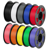 ANYCUBIC PETG Filament 1.75mm Bundle, 3D Printer Filament, Dimensional Accuracy +/- 0.02mm, 1KG Reusable Spool, 10KG Black + White + Grey + Pink + Red + Blue + Green + Orange + Yellow + Purple ANYCUBIC
