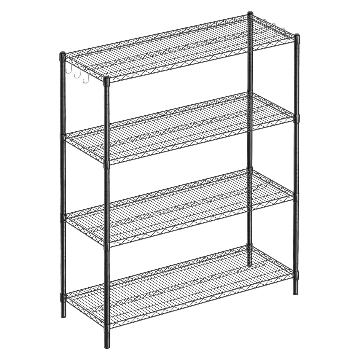 Guan River 4-Shelf Adjustable Metal Shelf Wire Shelving Unit Heavy Duty Storage Rack Display Shelf for Office,Kitchen,Bedroom,Bathroom,Laundry,Pantry Basement,Garage(Black,48" L x 18" W x 62" H) Guan River