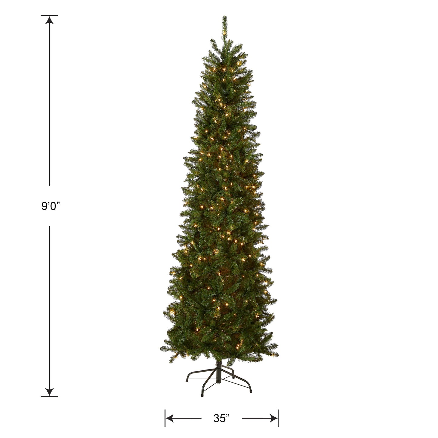 National Tree Company Artificial Pre-Lit Slim Christmas Tree, Green, Kingswood Fir, White Lights, Includes Stand, 9 Feet