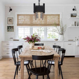 4 Lights Rustic Wood Chandelier with 5W LED Downlight Dimmable, Farmhouse Pendant Light Fixtures for Dining Room, Pool Table Light-39inches BAOURE