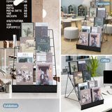 ybaymy 6-Tier 18" Wide Metal Wire Magazine Rack,Table Top Book Display Stand with Sign Channel,Collapsible Commercial Display Holder for Comic,Greeting Card,Literature,Trade Show,Art Print ybaymy