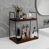 Dorhors 2 Tier Bathroom Counter Organizer Storage,Vanity Organizer for Bathroom Counter,Wood Standing Rack for Kitchen(Walnut) Dorhors