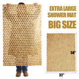 HOMBYS 58x32 Extra Large 100% Bamboo Shower Mat for Shower Stall Tub, Non Slip Bath Mat Bathroom Accessories, Large Mats for Shower and Bathroom, Quick Drying HOMBYS
