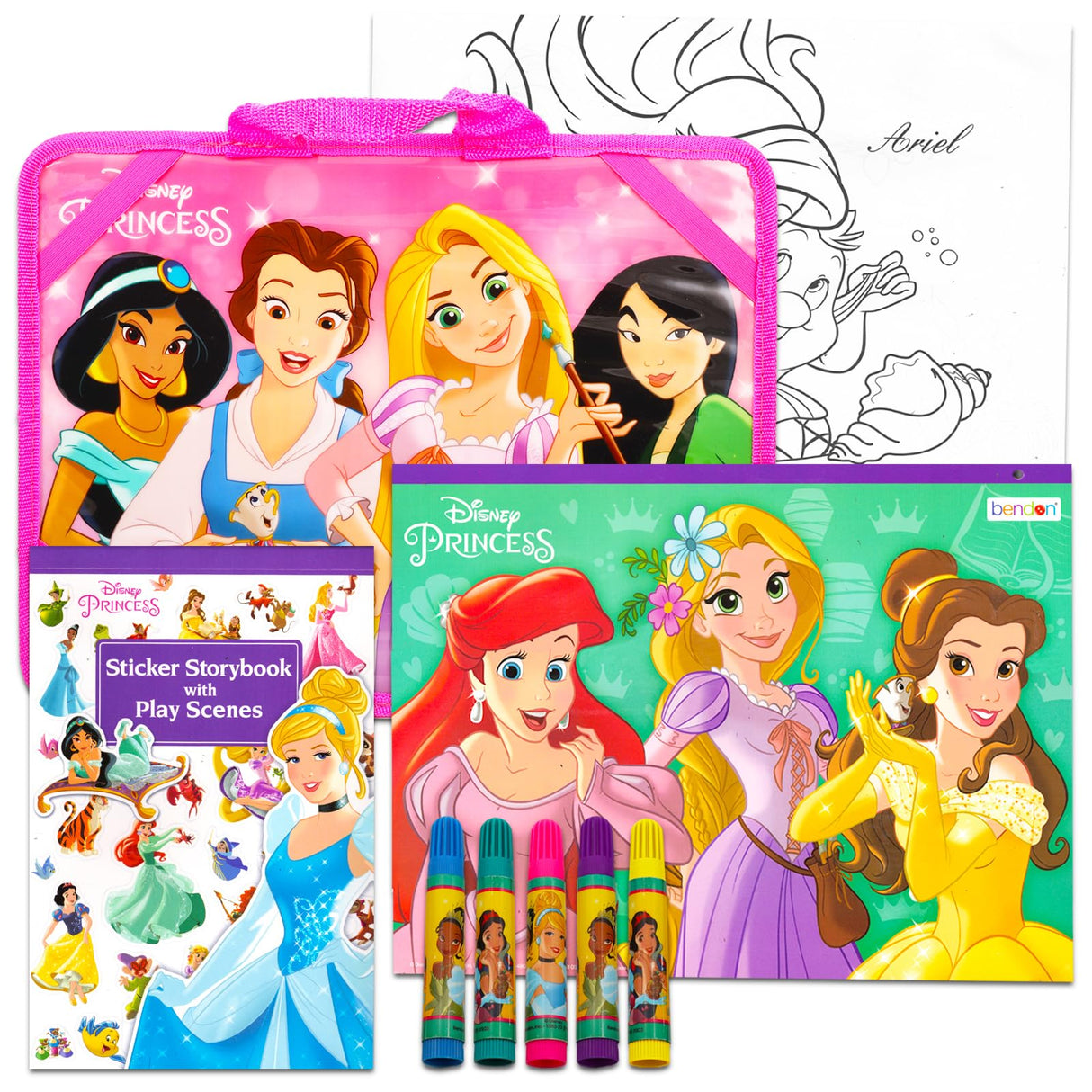 Disney Princess Lap Desk Activity Set - Arts & Crafts Bundle of Lap Desk, Coloring Book, Stickers, Games, Puzzles, More | Disney Princess Travel Pack Disney Princess