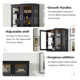 FOREST GRAVITY 71''Tall Pantry Cabinet,Kitchen Pantry,LED Lighting Display Cabinet,a Drawer,3 Adjustable Shelves,Pantry for Dining Room and Kitchen 3 Side Panels of Glass for Better Showcase,Black FOREST GRAVITY