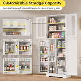TOLEAD 64" Pantry Cabinet, Tall Storage Cabinet With Glass Doors & Adjustable Shelves for Kitchen, Living Room, Dining Room, White TOLEAD