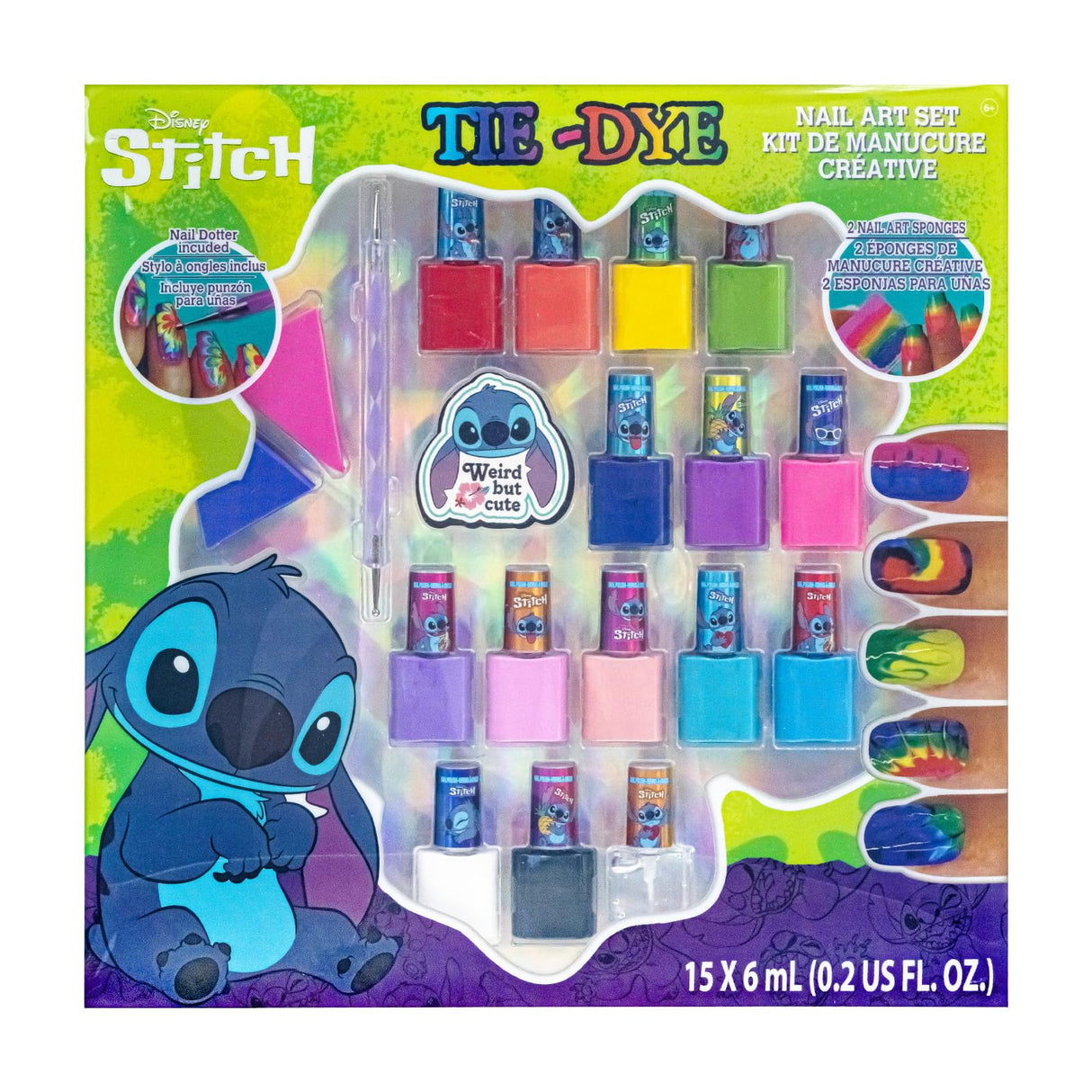 Townley Girl Disney Stitch 15 Piece Water-Based Nail Art Activity Makeup Set, Includes Nail Polish, Nail Brush and Nail Files, For Parties, Sleepovers and Makeovers, Ages 6 Townley Girl