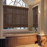 LANTIME Wood Window Roman Shades, Lined Blackout Bamboo Roman Shades Blinds, Easy Installation for Home and Garden, Light Brown LANTIME