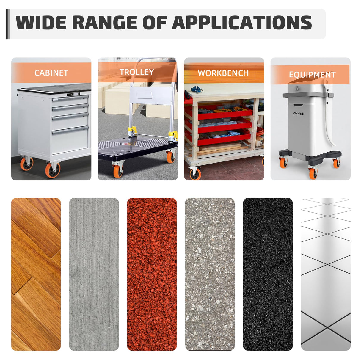 W B D WEIBIDA 5 inch Swivel Caster Wheels with Dual Locking, Heavy Duty Castors Set of 4, Silent Rolling, Top Plate Casters for Cart, Workbench, Furniture (Hardware Kits) W B D WEIBIDA