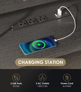 OffiGo U Shaped Electric Standing Desk with Keyboard Tray, 55 Inch Height Adjustable Desk with Power Outlets & LED Lights, Sit Stand Table with Monitor Stand for Home, Office, Black OffiGo