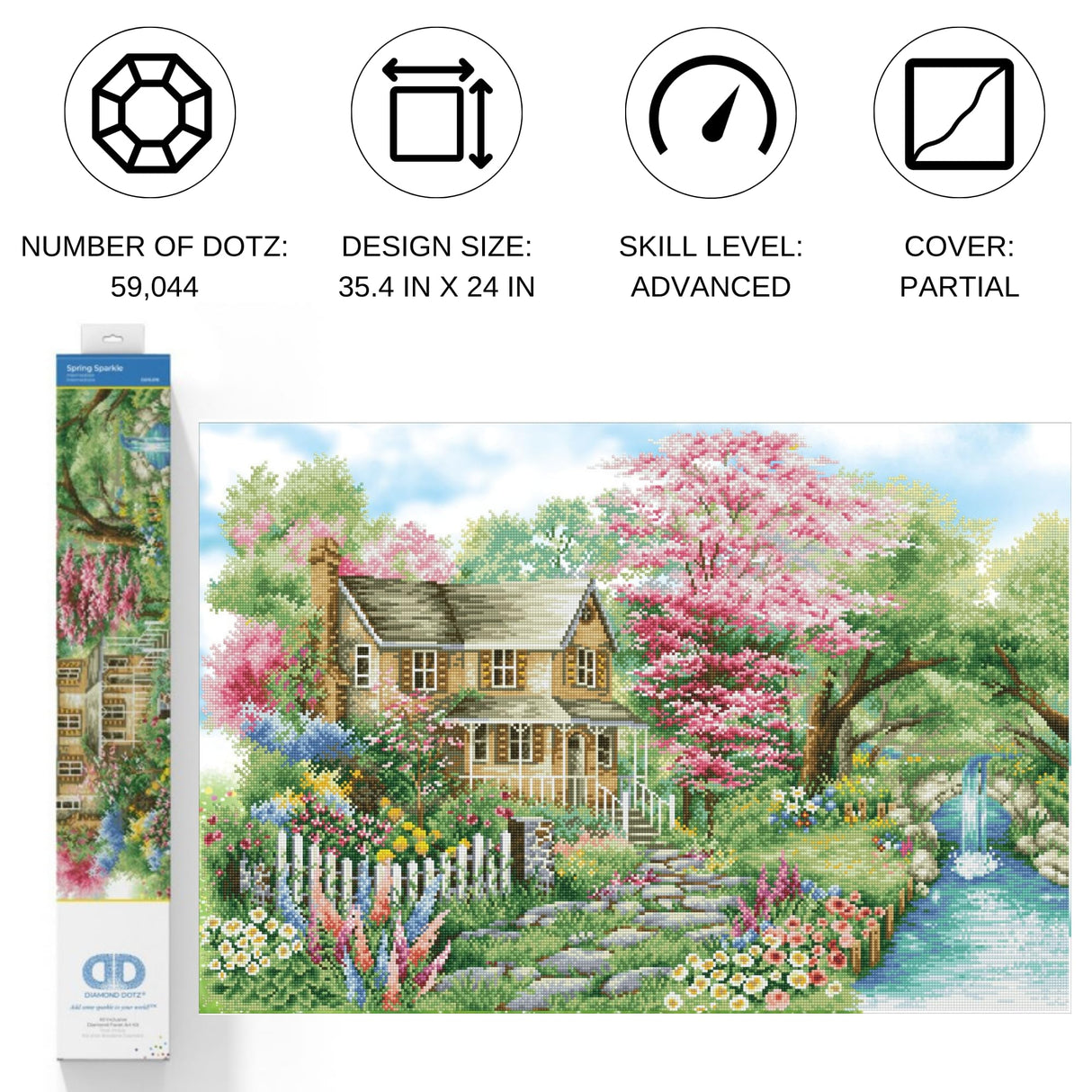 DIAMOND DOTZ Spring Sparkle Diamond Painting Kits for Adults - Diamond Art Kits a Relaxing Creative Craft Kit with Dotz Gems 35.4x24 DIAMOND DOTZ