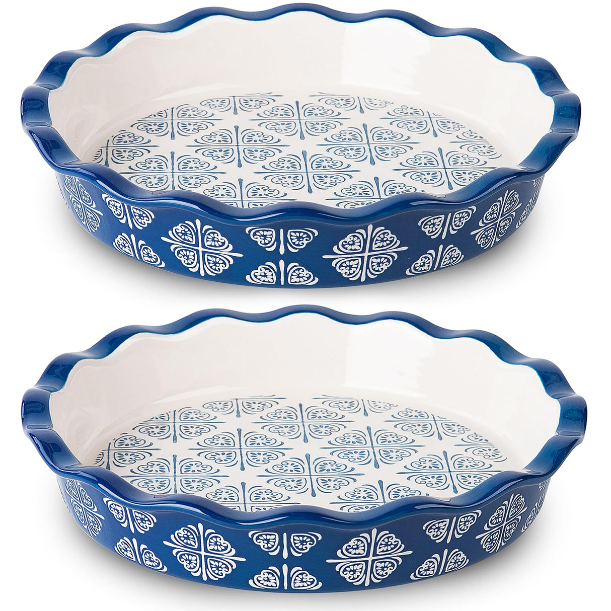 Wisenvoy Pie Pan Ceramic Pie Dish Blue Pie Plate Porcelain Deep Dish Pie Pan Non-Stick Pie Pans Wisenvoy