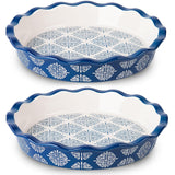 Wisenvoy Pie Pan Ceramic Pie Dish Blue Pie Plate Porcelain Deep Dish Pie Pan Non-Stick Pie Pans Wisenvoy