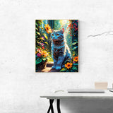 Cat Paint By Numbers Kit For Adults Canvas Cats Sunflower Adult Paint By Number Kits For Beginner DIY Easy Cat Garden Flower Oil Painting Adults' Paint-By-Number Kits Home Room Decor Gift 16x20 Inch ldazao