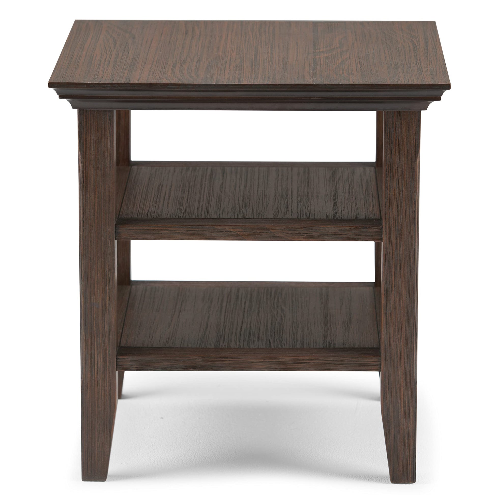 SIMPLIHOME Acadian SOLID WOOD 19 Inch Wide Square Transitional End Table in Farmhouse Brown, For the Living Room and Bedroom - WoodArtSupply