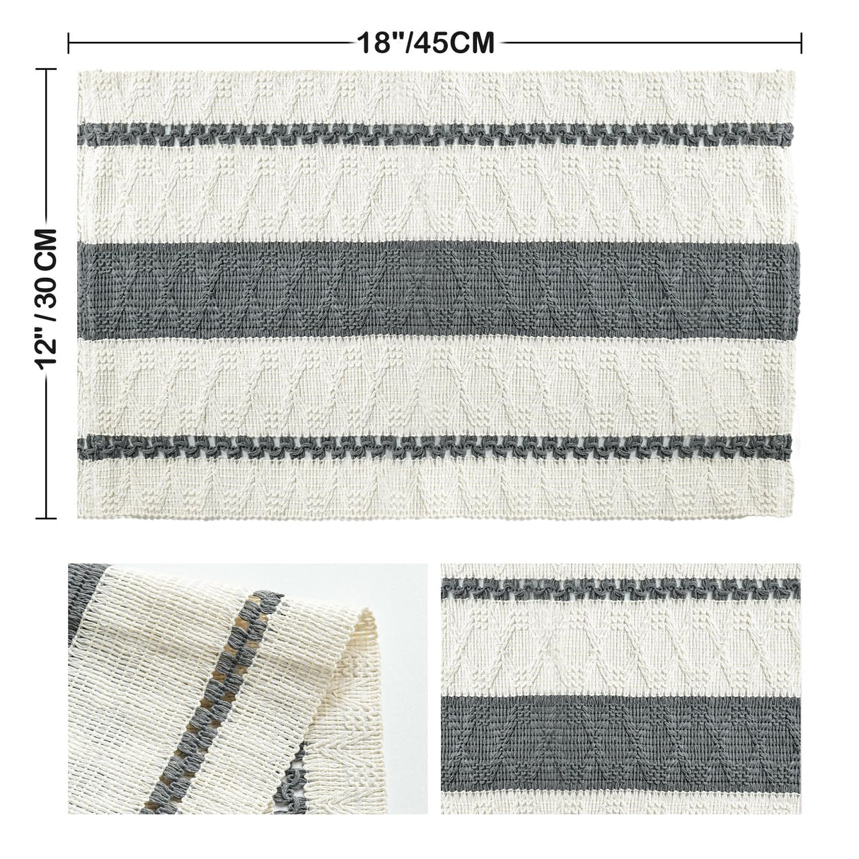 Artoid Mode Dark Grey Farmhouse Woven Rustic Placemats Set of 6,12x18 Inch Seasonal Holiday Hollow Table Mats Party Kitchen Dining Decoration Artoid Mode