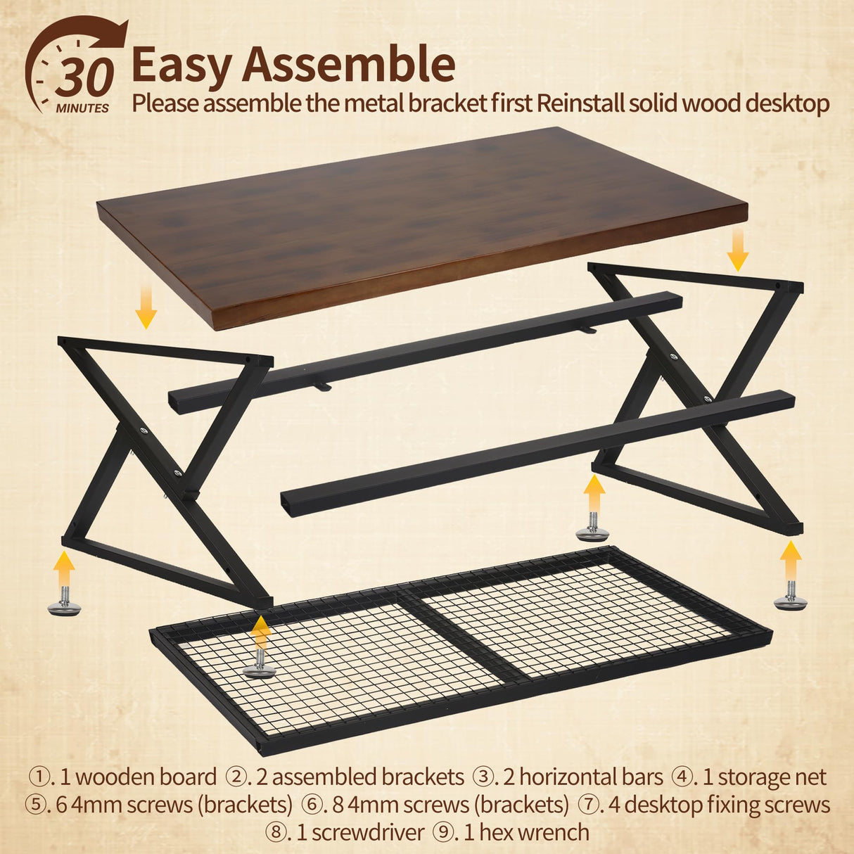 EASYSOUL Solid Wood Coffee Tables for Living Room, Farmhouse Coffee Table with Storage Shelf, 2-Tier Rustic Mid Century Coffee Table, 47.24 Inch Rectangle Center Table (Brow, 47.24") EASYSOUL