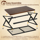 EASYSOUL Solid Wood Coffee Tables for Living Room, Farmhouse Coffee Table with Storage Shelf, 2-Tier Rustic Mid Century Coffee Table, 47.24 Inch Rectangle Center Table (Brow, 47.24") EASYSOUL