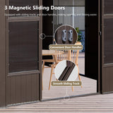 Domi 8x12FT Sunroom,Wall Mounted Gazebo Solarium with Front Door, Both Side Entrance, Galvanized Steel Sloping Roof, Moveable PC Screen, Outdoor Permanent Sun Room Lean to Gazebo for Deck Patio domi outdoor living