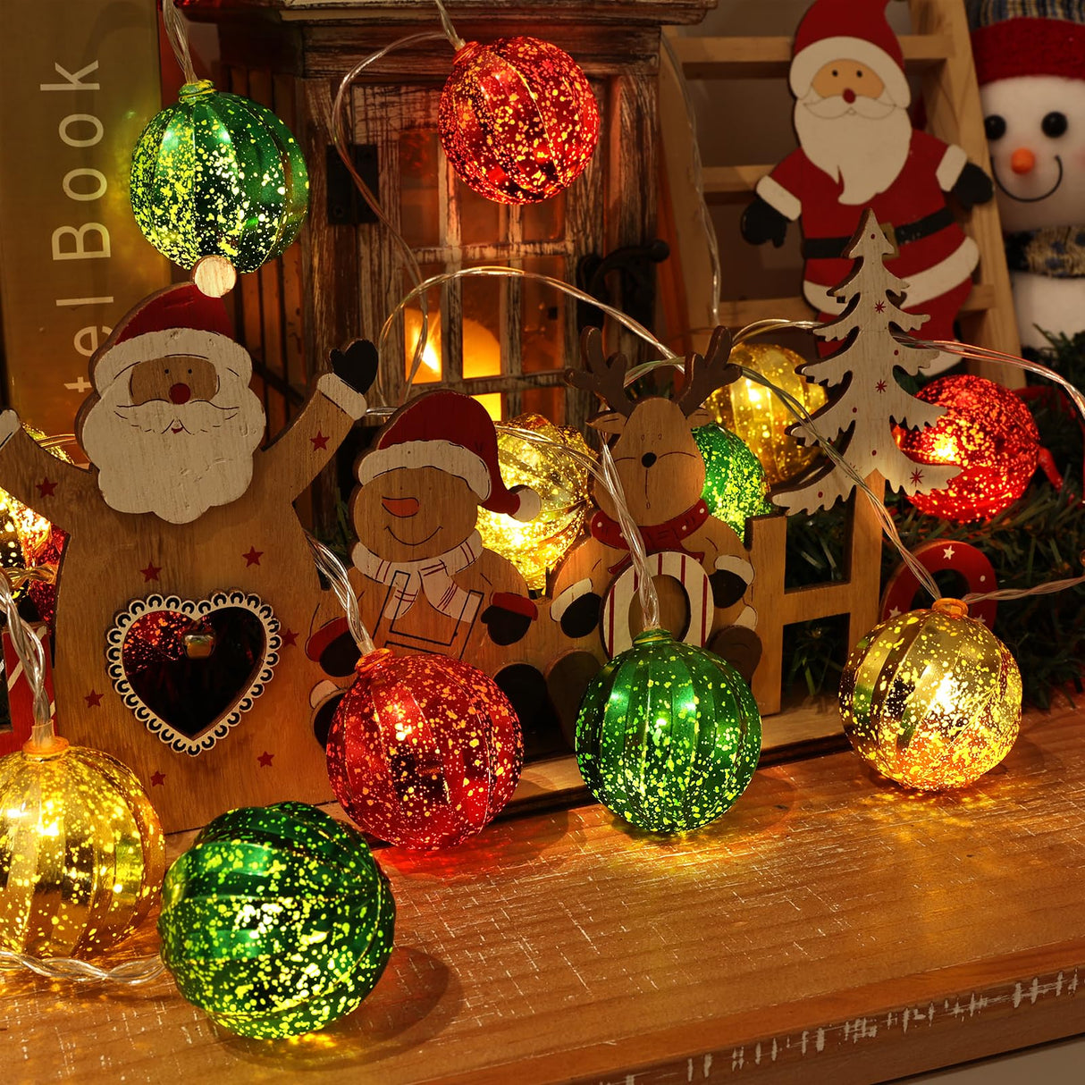 iShabao Christmas Decorations Lights, 13.5ft 20 Led Battery Christmas Lights with Timer & 8 Modes, Christmas Ball Ornaments Lights for Xmas Tree Wreath Window Wall Home Garden Outdoor Indoor Decor iShabao