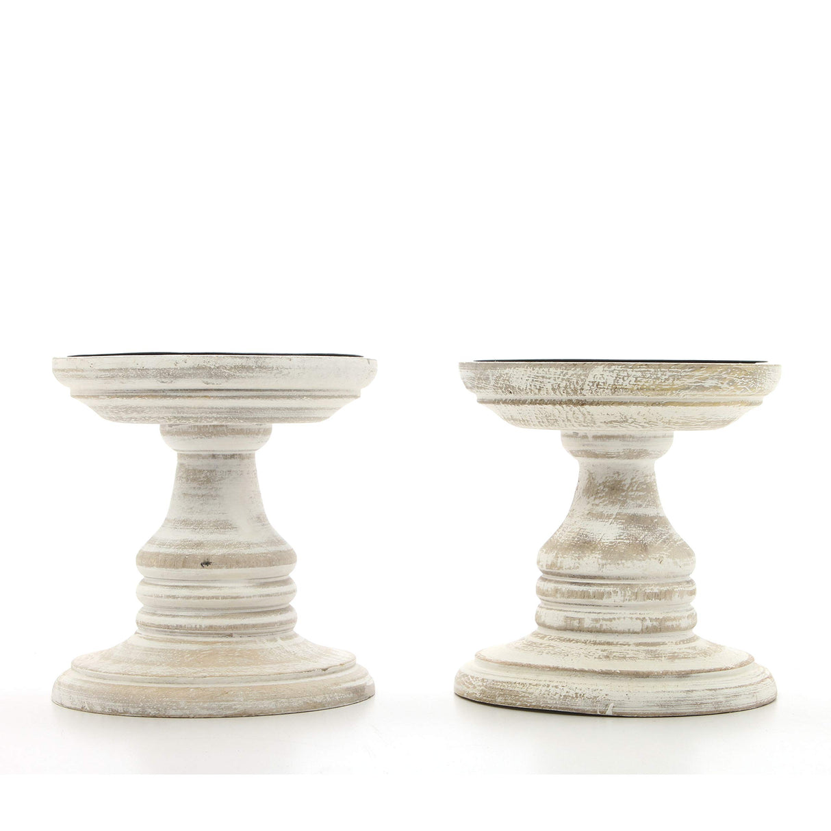 Hosley's Set of 2 White Wood Pillar Holders - 5" High. Ideal Gift for Weddings, Special Occasion, Spa, Aromatherapy Settings, Candle Gardens W1 Hosley