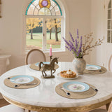 homing 15 Inch Round Cloth Placemats Set of 6, Cotton Linen Blend Washable Table Mats, Farmhouse Dining Place Mats for Indoors & Outdoors, Easy to Clean, Linen homing