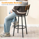 HOOBRO Bar Stools,Set of 2 Bar Stools with Footrest and Back,25.2" Bar Chairs for Kitchen Island, Dining Room,Counter Height Bar Stools, Easy to HOOBRO