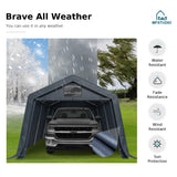 MFSTUDIO Outdoor Carport 13x22 ft, Portable Storage Sheds Shelter Garages Heavy Duty Canopy with Rolled up Zipper Doors, Outside Utility Shed Garage Tent for Boat,Patio Furniture and Tools MFSTUDIO