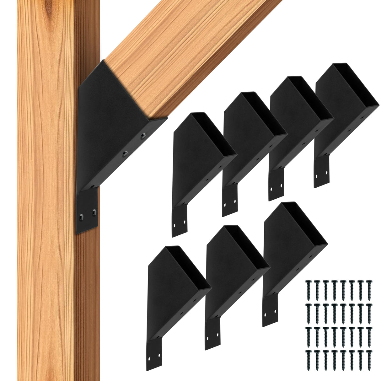 Iron Forge Tools 2x4 Pergola Brackets - 8 Pack Powdercoated Steel Corner Pergola Kit - 45 Degree Angle Bracket Angle Brace for DIY Installation - Hardware Kit and Accessories, Roof Gazebo Kits Iron Forge Tools