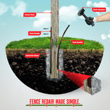 Post Buddy Pack of 4 Easy Fence Post Repair (to fix 2 Broken Wood Posts), Fast and Easy to Install, Highly Effective, Long-Lasting Post Buddy