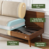 WEUP 68" Loveseat Sofa Oatmeal Linen Couch, Mid Century Modern Love Seat Couches for Living Room, Small Loveseat for Bedroom Office, Comfy Sofa with Spring Cushion, Solid Wood, Tool-Free Assembly WEUP