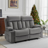 VEVOR Loveseat Recliner Sofa, Power Reclining Couch with Heating and Massage, Soft Velvet Electric Recliner Sofa with USB Ports, Cup Holders and Side Bags, Dual Loveseat Chair for Living Room, Grey VEVOR