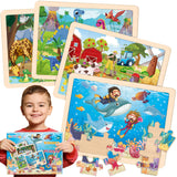 4 Packs Puzzles for Kids Ages 4-6, Wooden Animals Jigsaw Puzzles for Toddlers Ages 2-4, Preschool Educational Puzzles Boards Toys Gifts for 3 4 5 6 Boys Girls Duchong