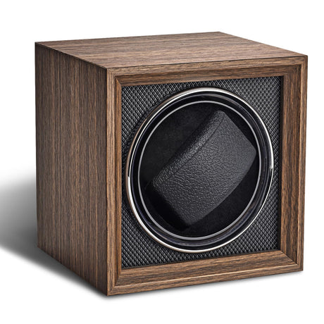 UnaMela Watch Winder for Automatic Watches: Automatic Single Watch Winder Box in Walnut Wood for Men and Women USB Powered UnaMela
