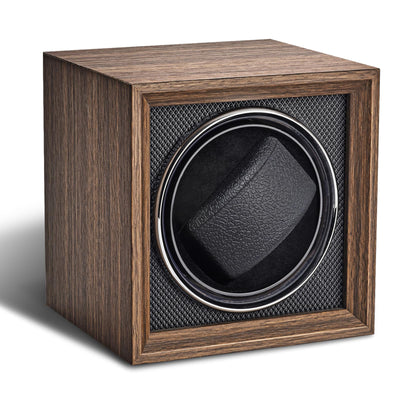 UnaMela Watch Winder for Automatic Watches: Automatic Single Watch Winder Box in Walnut Wood for Men and Women USB Powered