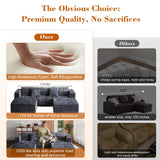 110 Corduroy Modular Sectional Boneless Sofa with 2 Ottomans, Convertible Cloud Couch with Deep Seats, Fluffy Memory Foam U Shaped Couch for Living Room, No Assembly Required, Black (Gray) Garaneeds