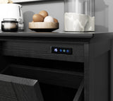 OLD CAPTAIN Double Tilt Out Trash Cabinet, Wooden Kitchen Garbage Can Free Standing Holder, Black Finish OLD CAPTAIN