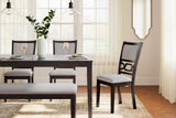 Signature Design by Ashley Langwest Dining Room Table Set, 4 Upholstered Chairs and Bench, Seats 6, Cushioned Seats, Wood, Cherry Brown Signature Design by Ashley