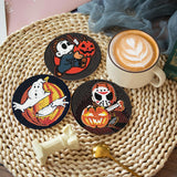 Canrichshop 8 Pcs Diamond Painting Coasters,Halloween Diamond Painting Kits,Horror Movies Diamond Art Coasters,5D Full Drill Diamond Dots,DIY Kits for Adults Arts and Crafts Supplies Canrichshop
