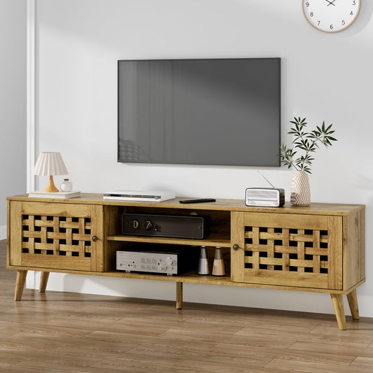 RoyalCraft 63'' TV Stand with Storage, Wood TV Entertainment Center for 65 inch TV, Mid Century Modern TV Entertainment Center with Storage, TV Consoles Cabinets for Living Room