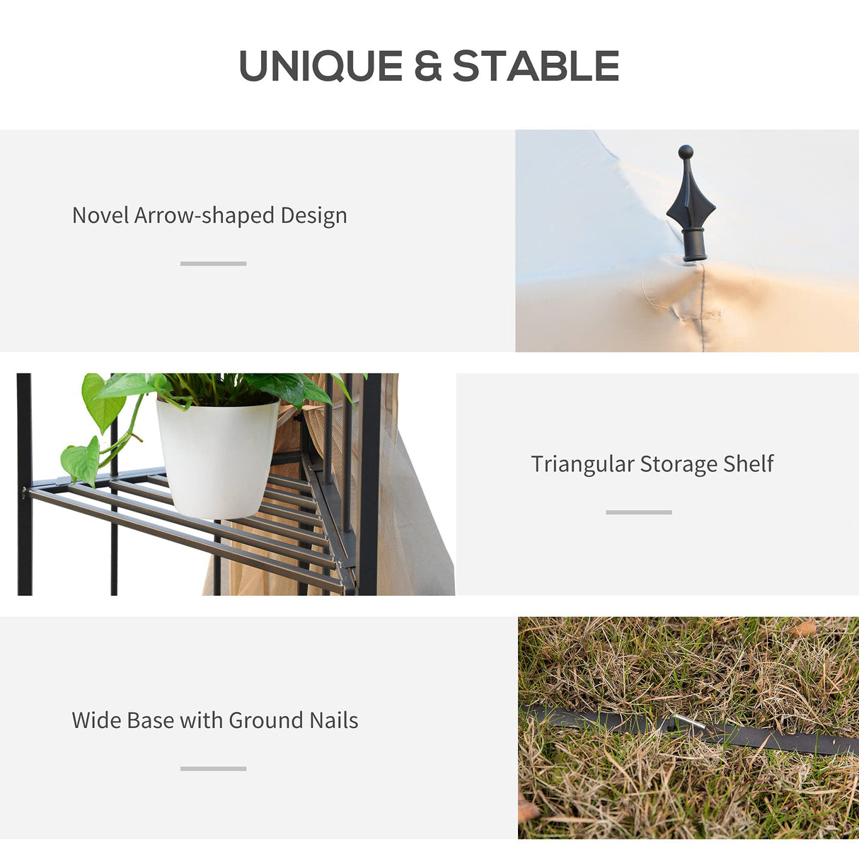 Outsunny 10' x 10' Patio Gazebo with Corner Frame Shelves, Double Roof Outdoor Gazebo Canopy Shelter with Netting for Patio, Wedding, Catering & Events, Cream White Outsunny