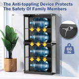 Grepatio Glass Display Cabinet, 4-Tier Display Cases for Collectibles, Curio Cabinet with 12 Color Lights, Display Shelf Bookcase Kids Toy Cabinets for Collectible, Living Room, Playroom (Black) Grepatio