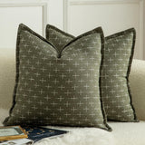 MANDIOO Pack of 2 Burlap Linen Throw Pillow Covers Woven Textured Modern Farmhouse Cushion Covers Pillowcase Decorative Couch Sofa Bed Living Room 18 x 18 Inch Olive Green MANDIOO